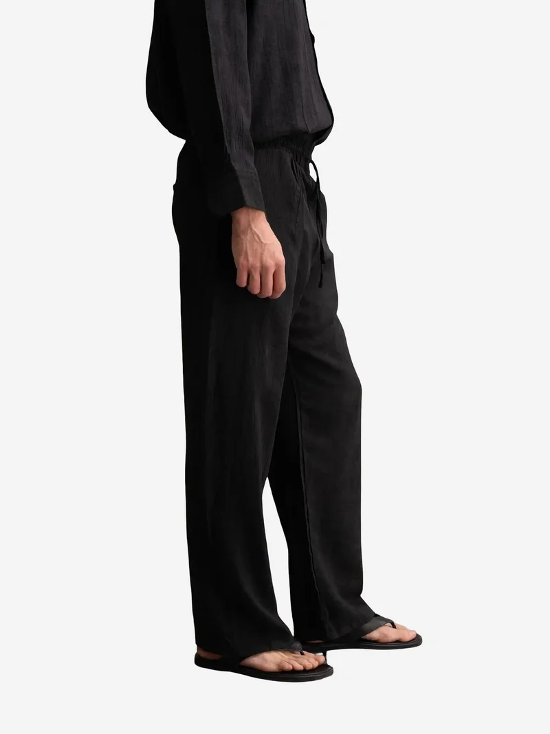 Giesto Black GIESTO Straight Leg Pants with Drawstring Waist for Men | Best Price UAE